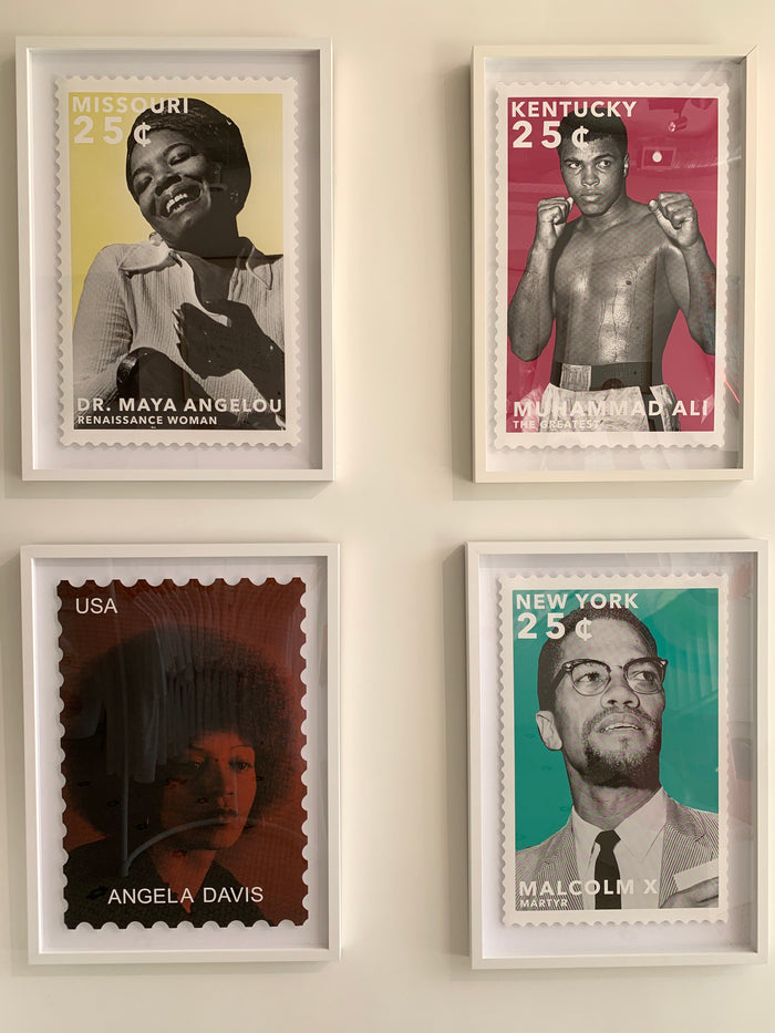Stamps of Icons: Maya Angelou, Angela Davis, Malcolm X and Muhammad Ali