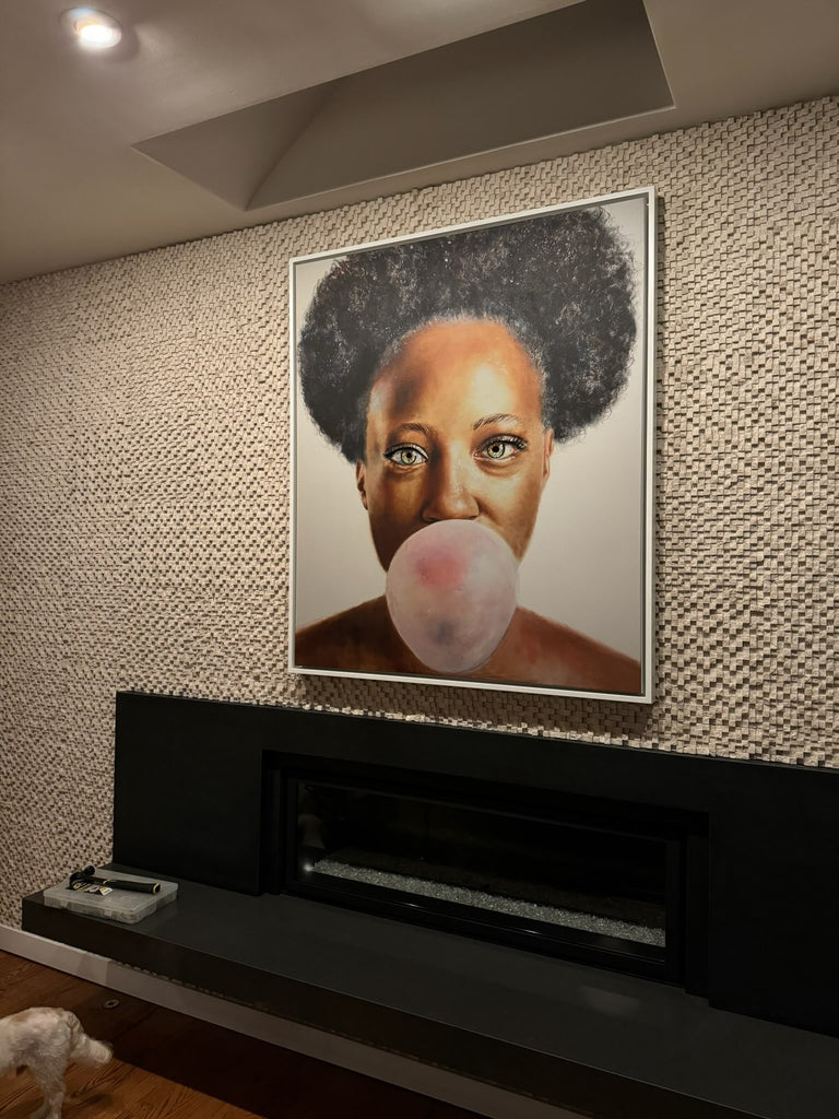 Bubble gum canvas flatbed print