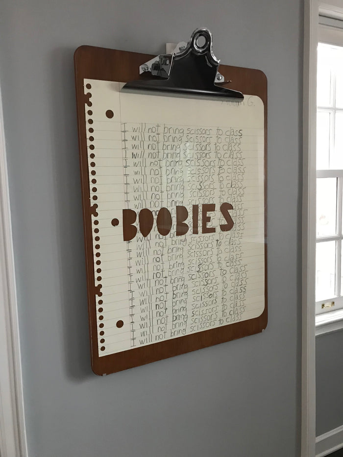 Boobs Artist proof on custom clipboard