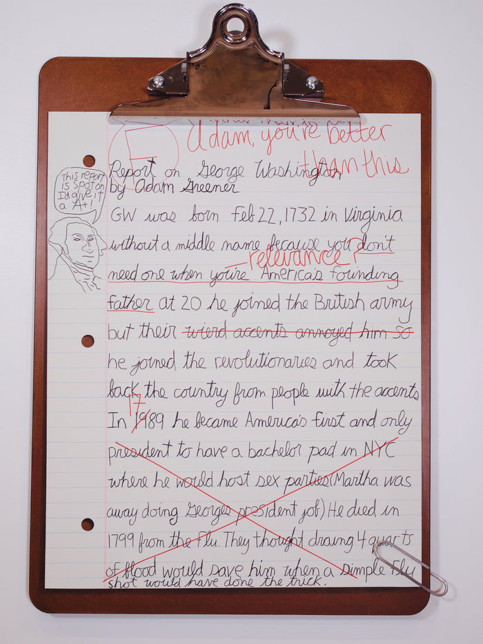 Hand painted report on George Washington on custom clipboard