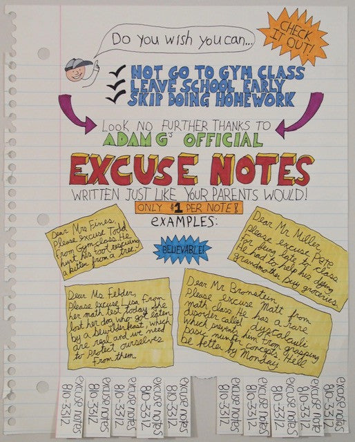 Excuse Notes print